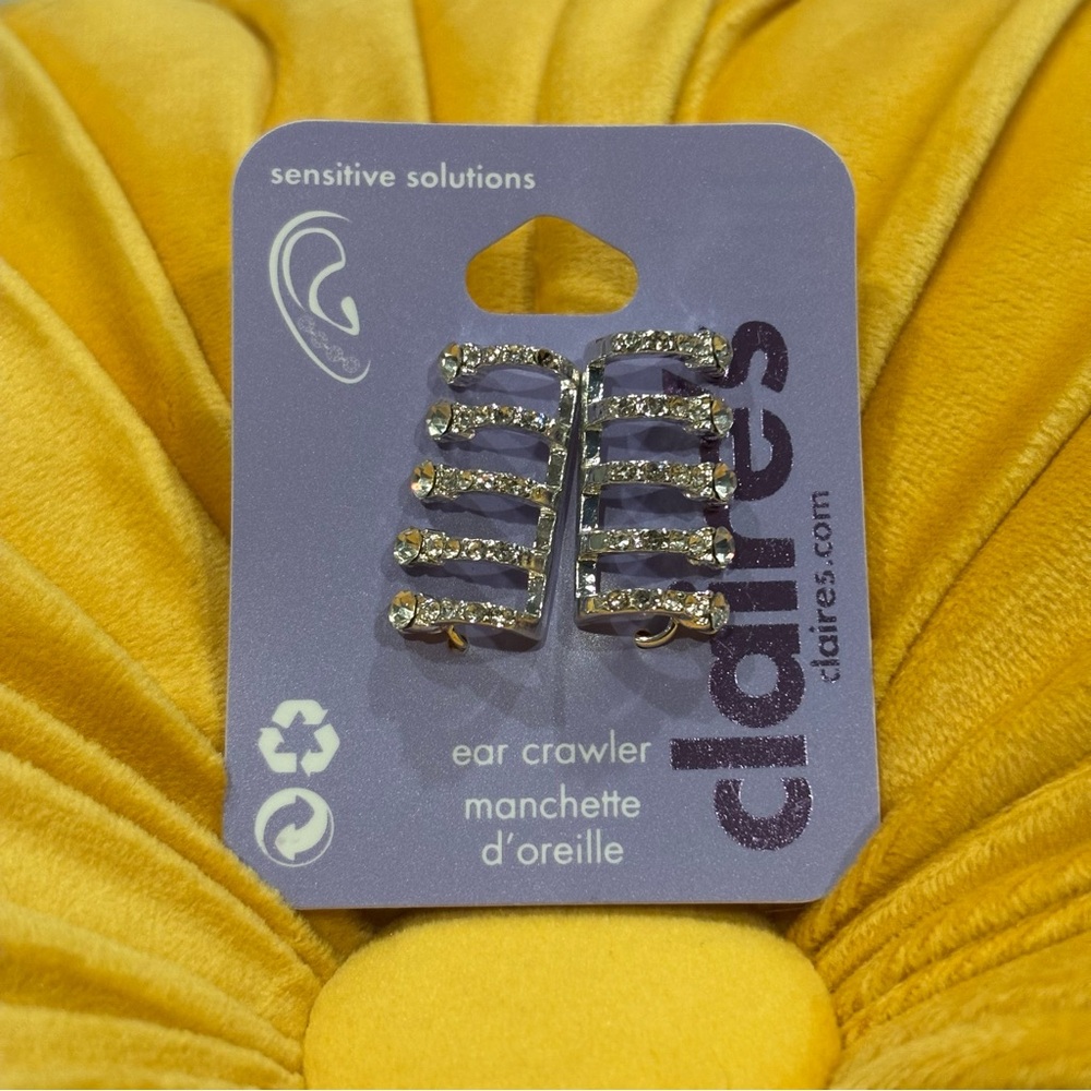 Claire's Silver and White Gems Ear Cuff
